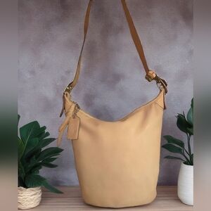 Coach Bleeker W Tattersall Lining Leather Shoulder Bag Hangtag. Stamped  Beige